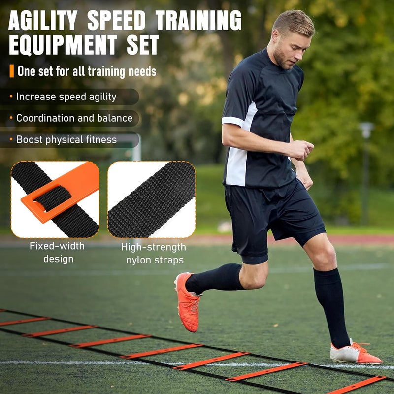 MUROZA Agility Ladder Training Set with Hurdles, Cones, Jump Rope, and Parachute - Image 3