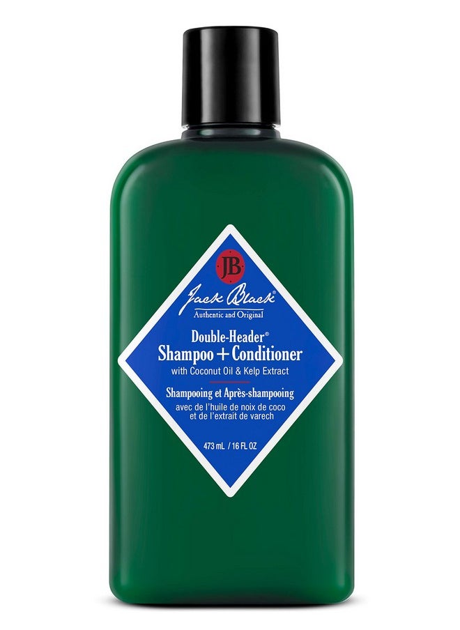 Jack Black - - Double-Header Shampoo + Conditioner - Purescience Formula, Coconut Oil And Kelp Extract, Sulfate-Free, Removes Oil And Product Buildup, Lightly Conditions And Soothes, 16 Oz - Image 1