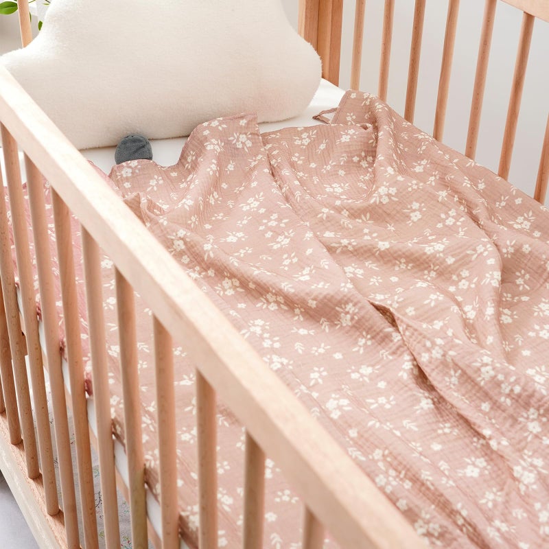 Happy Flute 4Set Muslin Swaddle Blanketsâ€“Ultra Soft Baby Blanket for Newborns,Receiving Blankets for Baby Girls & Boysâ€“Baby Essentials 0-3 Years,40x40inches (Flower) - Image 5