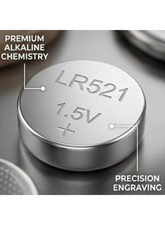 LR521 1.5V Alkaline Button Cell Batteries - 10 Pack Premium Coin Cell for Watches, Small Toys, and Electronics - Long Lasting Power & Leak-Resistant Design - Image 4