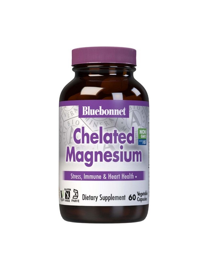 Bluebonnet Nutrition Albion Chelated Magnesium Vegetable Capsule 200 Mg Stress Relief Vegan Non Gmo Gluten Free Soy Free Milk Free Kosher 60 Vegetable Capsule 1 Month Supply - Image 1