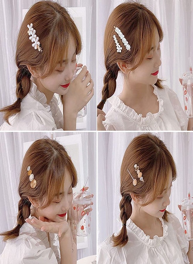 SUKPSY 8 Pcs Handmade Hair Clips Acrylic Resin Metal Hair Barrettes Glitter Pearl Crystal Geometric Hairpin for Women Girls Headwear Styling Tools Party Wedding Hair Accessories - Image 4