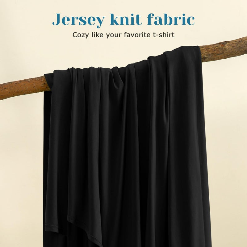 BYSURE Jersey Knit King Size Sheets Set 6 Pieces, Stretch Super Soft and Wrinkle-Free Bed Sheets, Spandex Blend with 18-inch Deep Pocket, Black - Image 4