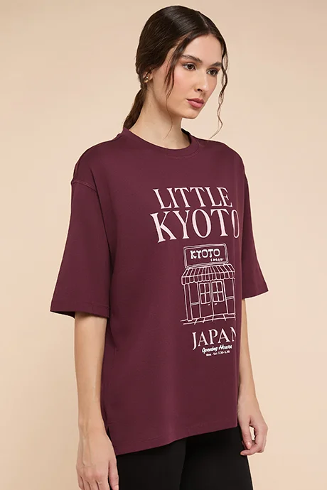 أر أند بي Printed T-Shirt with Crew Neck and Short Sleeves