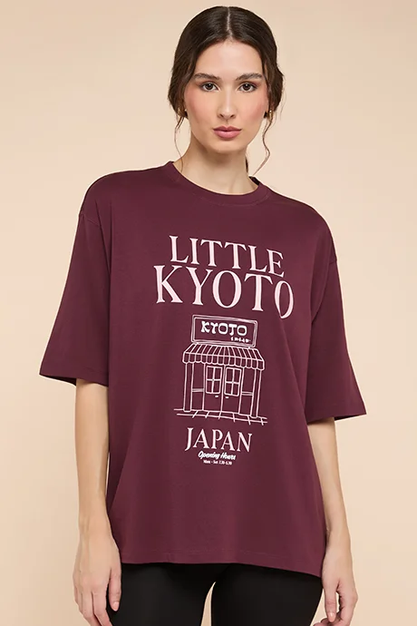 أر أند بي Printed T-Shirt with Crew Neck and Short Sleeves