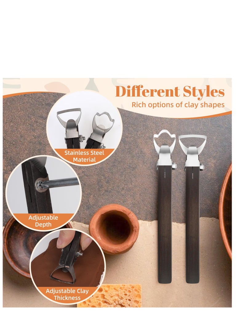 SYOSI 2 Pcs Tools Sculpture Scraper, Pottery Carving Tool with 12 Pcs Mug Handle Forms Molds, Pottery Handle Making Tools for Teacup Mug Cup Handle Making Ceramic Sculpture Craft (Dark Brown) - Image 2