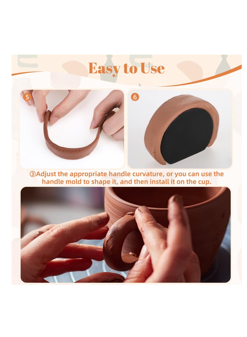 SYOSI 2 Pcs Tools Sculpture Scraper, Pottery Carving Tool with 12 Pcs Mug Handle Forms Molds, Pottery Handle Making Tools for Teacup Mug Cup Handle Making Ceramic Sculpture Craft (Dark Brown) - Image 5