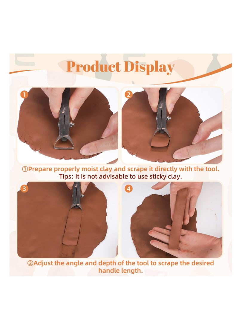 SYOSI 2 Pcs Tools Sculpture Scraper, Pottery Carving Tool with 12 Pcs Mug Handle Forms Molds, Pottery Handle Making Tools for Teacup Mug Cup Handle Making Ceramic Sculpture Craft (Dark Brown) - Image 4