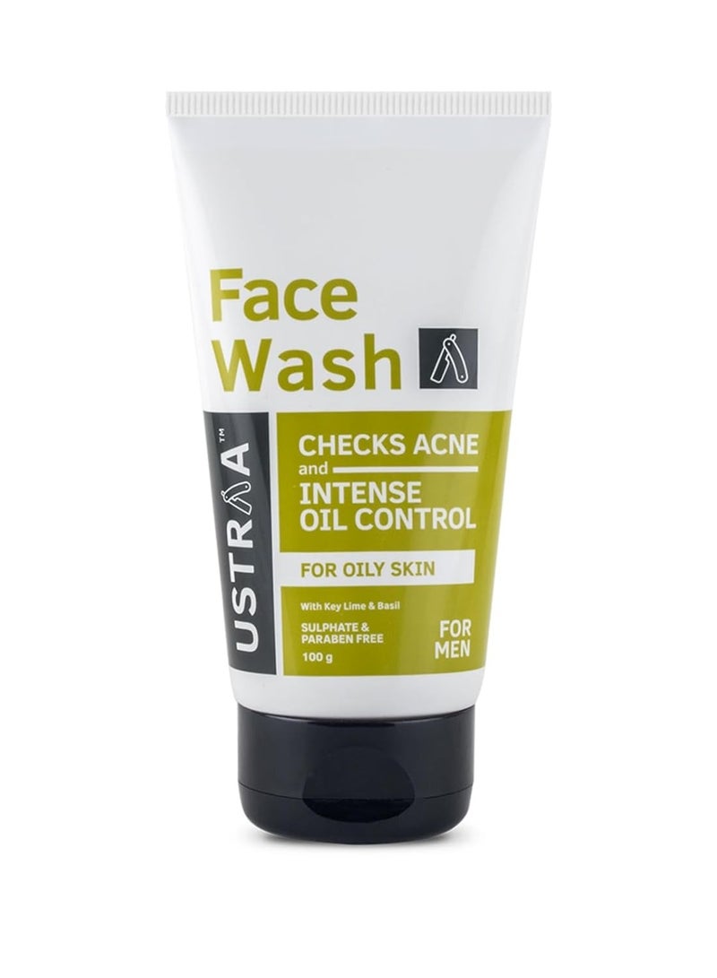Ustraa Ustraa Face Wash - Oily skin - 3.52 oz - Specially formulated for Oily Skin | With Key lime & Basil extract | Remove excess Oil & Dirt | Sulphate and Paraben Free - Image 1