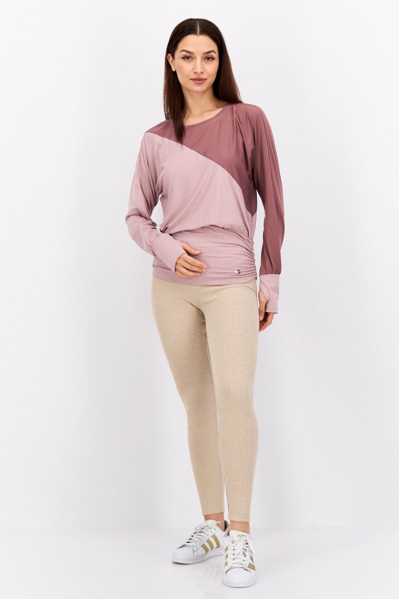 Tahari Sports Women Sportswear Fit Long Sleeves Outdoors Top, Mauve - Image 4