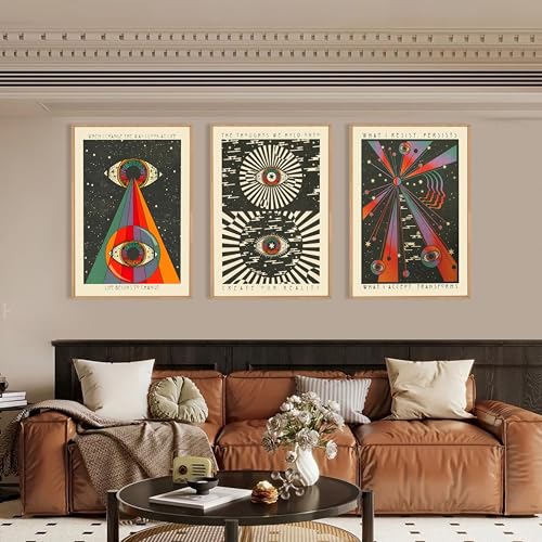 ANVOTIG 3pcs Retro Hippie Wall Art, 70's Psychedelic Eyes Art Posters, Inspirational Quote Canvas Painting Pictures Prints Wall Decor for Bedroom Living Room Apartment Teen Dorm Home 12x16in Unframed - Image 5