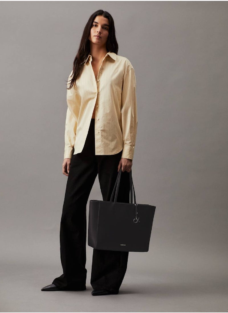 CALVIN KLEIN Women's Recycled Tote Bag - Faux Leather, Black  - Image 2