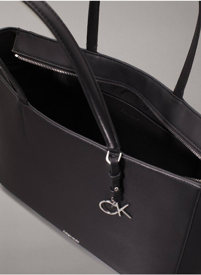 CALVIN KLEIN Women's Recycled Tote Bag - Faux Leather, Black  - Image 3