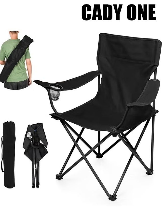 كادي ون كرسي تخييم قابل للطي مع مساند للذراعين وحامل اكواب كراسي صيد مع شنطة حمل خفيفة الوزن محمولة للشاطئ مثالية للرحلات والسفر ( قد تختلف الألوان ) - Image 1
