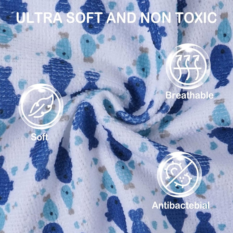 softan Baby Washcloths, 24Pack Baby Wash Cloths Extra Soft & Ultra Absorbent, Baby Towels and Washcloths Face Towel Unisex for Boys Girls Body, Washclothes Gentle on Sensitive Skin, 9x9 Blue Whale - Image 2