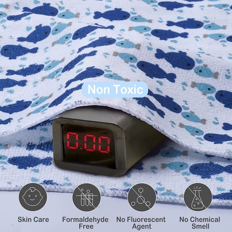 softan Baby Washcloths, 24Pack Baby Wash Cloths Extra Soft & Ultra Absorbent, Baby Towels and Washcloths Face Towel Unisex for Boys Girls Body, Washclothes Gentle on Sensitive Skin, 9x9 Blue Whale - Image 3