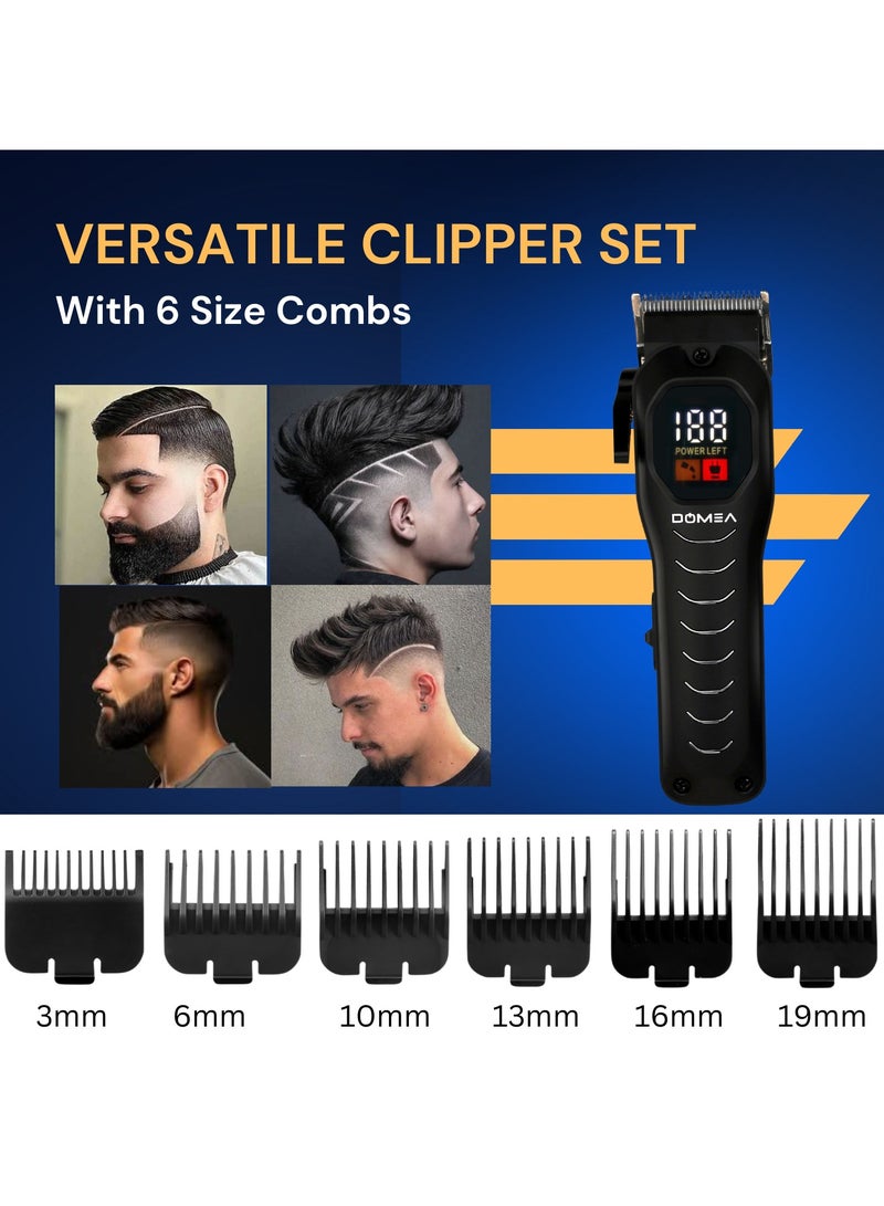 دوميا Professional Hair Clipper PRO Series, Rechargeable Cordless Trimmer with LCD Display, 6 Adjustable Length Combs, Stainless Steel Blades, 2000mAh Lithium Battery, USB Charging, Salon Quality - Image 4