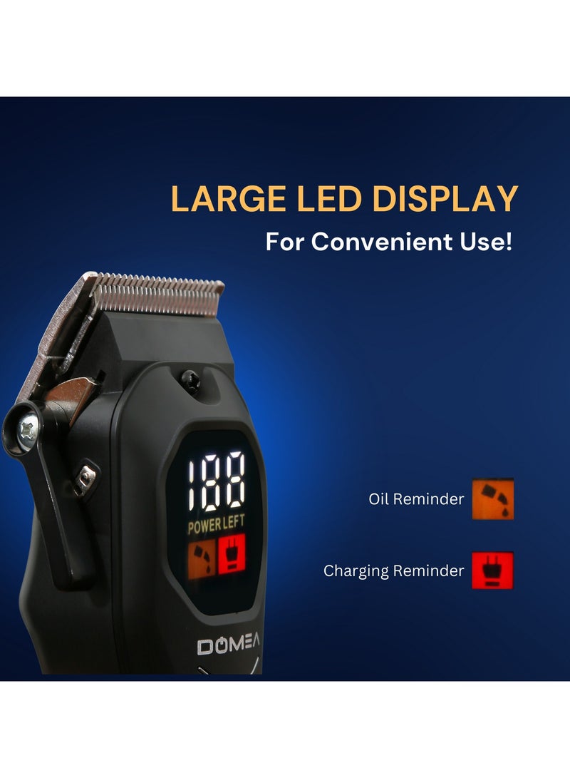 دوميا Professional Hair Clipper PRO Series, Rechargeable Cordless Trimmer with LCD Display, 6 Adjustable Length Combs, Stainless Steel Blades, 2000mAh Lithium Battery, USB Charging, Salon Quality - Image 3