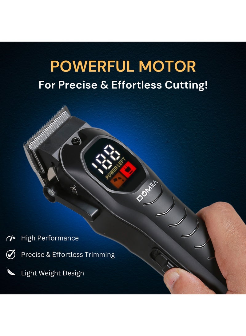 دوميا Professional Hair Clipper PRO Series, Rechargeable Cordless Trimmer with LCD Display, 6 Adjustable Length Combs, Stainless Steel Blades, 2000mAh Lithium Battery, USB Charging, Salon Quality - Image 2