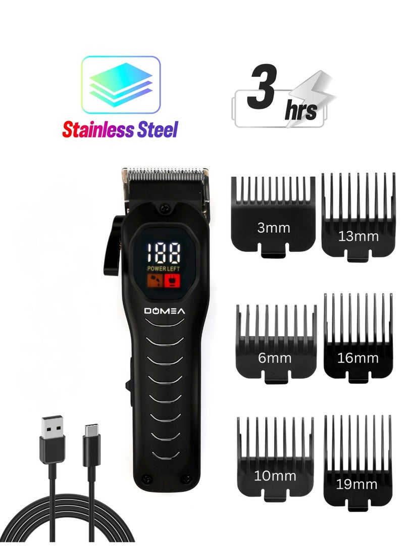 دوميا Professional Hair Clipper PRO Series, Rechargeable Cordless Trimmer with LCD Display, 6 Adjustable Length Combs, Stainless Steel Blades, 2000mAh Lithium Battery, USB Charging, Salon Quality - Image 1