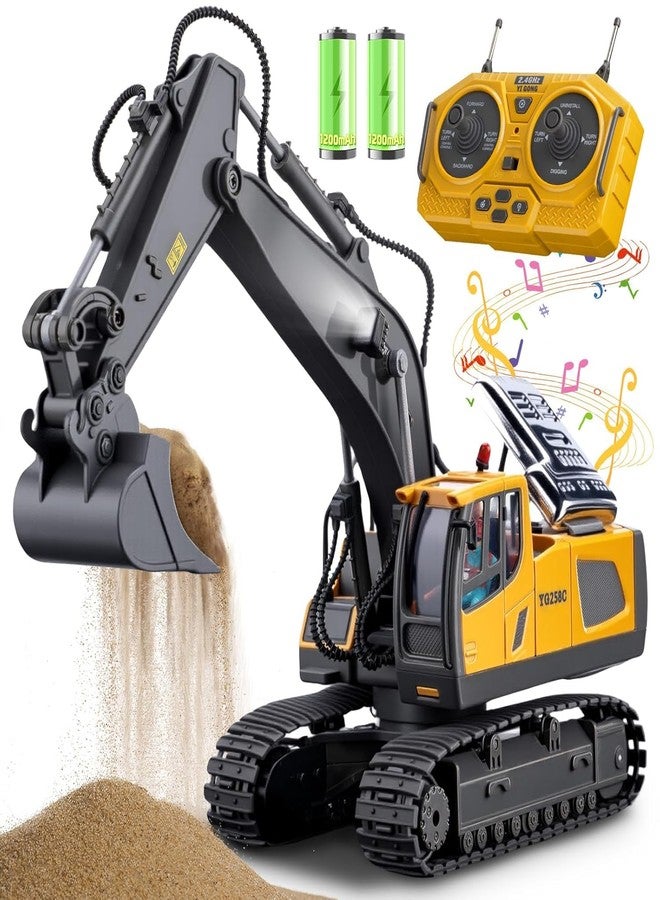 iDensic Remote Control Excavator Toy 11 Channel Metal Construction Truck with Lights, Sounds & 680° Rotation,Construction Truck Toys for Boys 3 4 5 6 7 8-12 Year Old Kids Birthday Gifts (Excavator) - Image 1