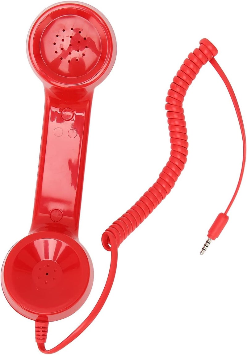 Goshyda Retro 3.5mm Telephone Handset, Vintage Telephone Handset, Handheld Cell Phone Receiver MIC Microphone Speaker for Cell Phone Computer (Red) - Image 1