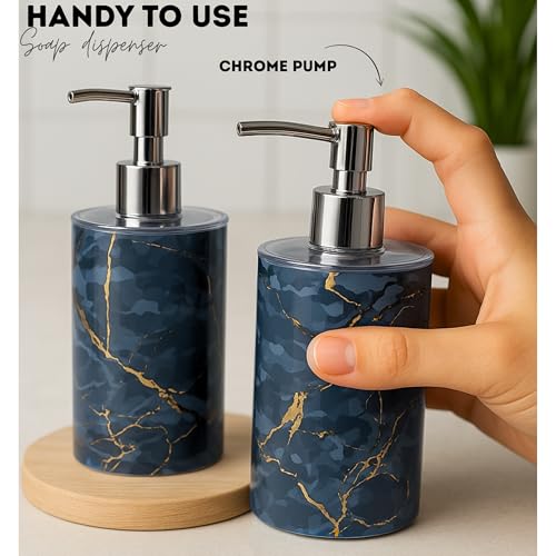 Emoh Roced Liquid Soap Dispenser 250ML – Refillable Unbreakable Plastic Bottle for Handwash, Sanitizer, Lotion, Shampoo – Bathroom, Kitchen, Sink, Shower, Wash Basin (Grey Marble, Pack of 3) - Image 3