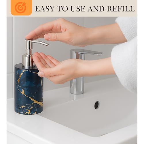 Emoh Roced Liquid Soap Dispenser 250ML – Refillable Unbreakable Plastic Bottle for Handwash, Sanitizer, Lotion, Shampoo – Bathroom, Kitchen, Sink, Shower, Wash Basin (Grey Marble, Pack of 3) - Image 2