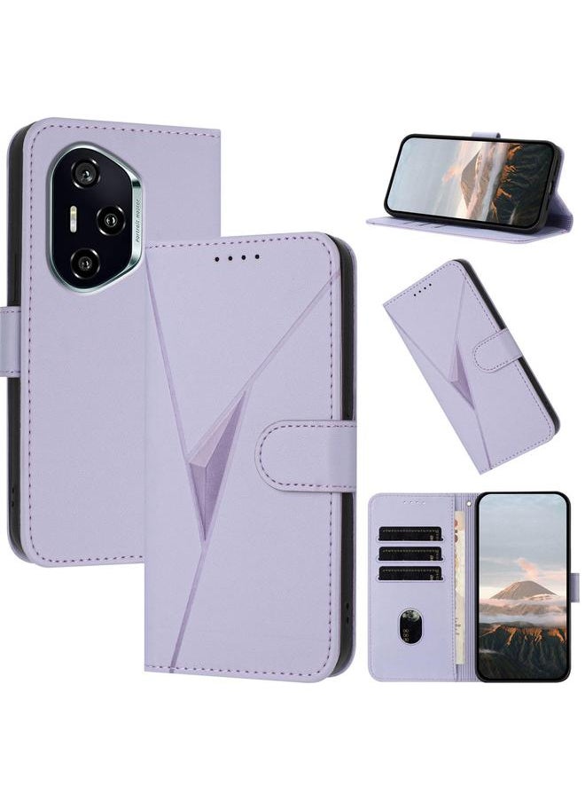Green Tiger Case For Honor 400 Triangle Pattern Buckle Clasp Leather Phone Case  - Image 1