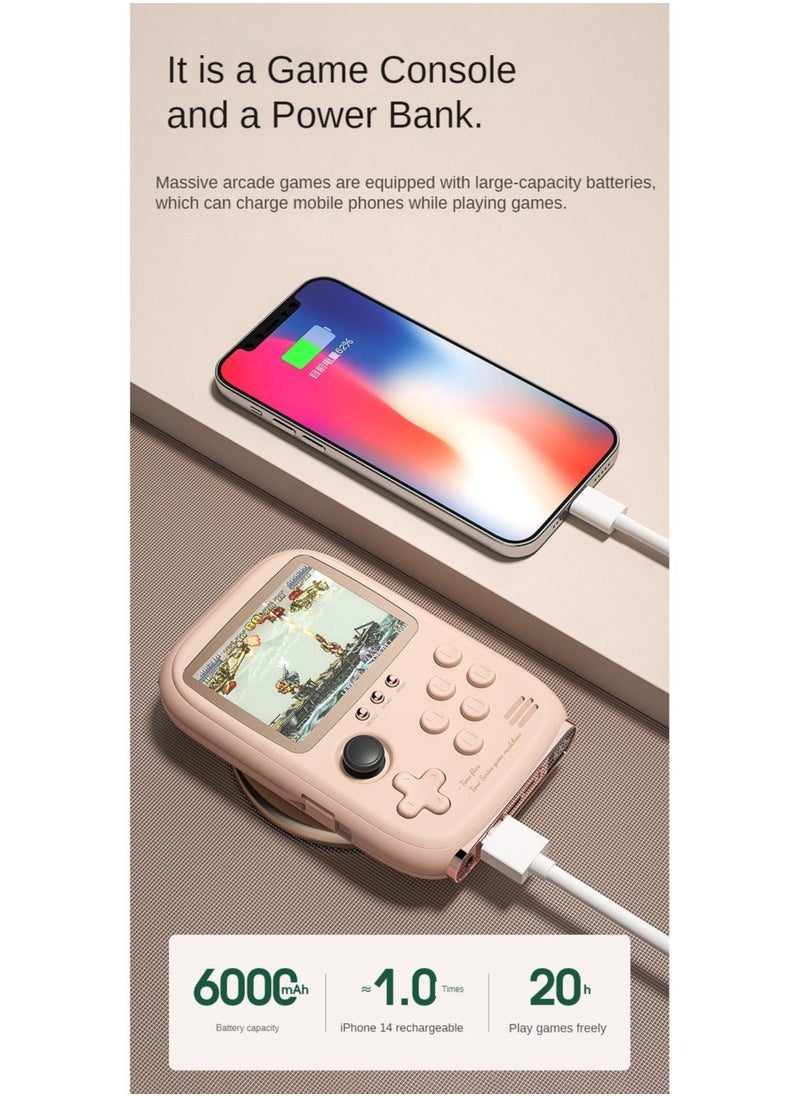 DY-19 Portable Retro Handheld Game Console, 6000mAh Capacity, 3.2-Inch Soft Light Colour Screen, Built-in 10000+ Game (Pink)