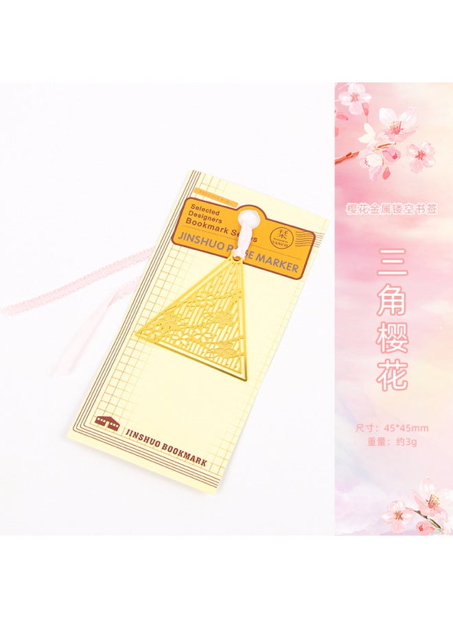 HELPS Hollow Cherry Blossom Bookmark Chinese Style Metal Brass Girl's Heart Simple Flip Book Clip Small Fresh Student Gift Bookmark - Image 1