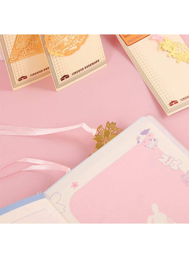 HELPS Hollow Cherry Blossom Bookmark Chinese Style Metal Brass Girl's Heart Simple Flip Book Clip Small Fresh Student Gift Bookmark - Image 3