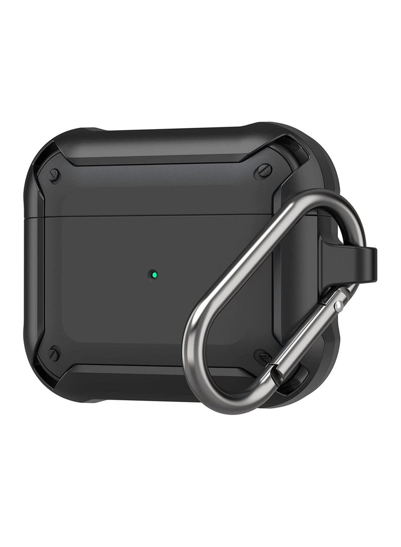 AirPods 3 Case With Keychain, Full-Body Rugged Protective Shockproof Carrying Case Cover Skin for AirPods 3rd Generation 2021, Front LED Visible - Image 1