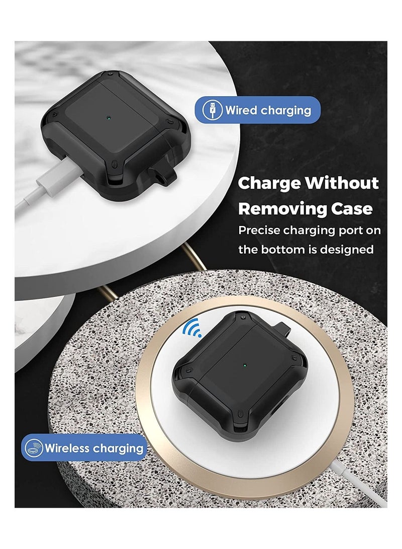 AirPods 3 Case With Keychain, Full-Body Rugged Protective Shockproof Carrying Case Cover Skin for AirPods 3rd Generation 2021, Front LED Visible - Image 4