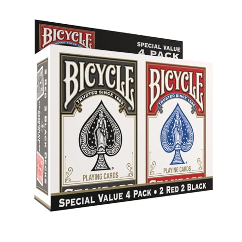 Bicycle Playing Cards 4 Pack Standard Index Poker Size Decks in Red and Black for Poker Blackjack Rummy Family Game Nights and Classic Card Games All Ages - Image 1