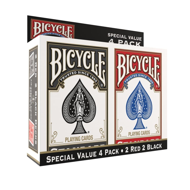 Bicycle Playing Cards 4 Pack Standard Index Poker Size Decks in Red and Black for Poker Blackjack Rummy Family Game Nights and Classic Card Games All Ages - Image 2