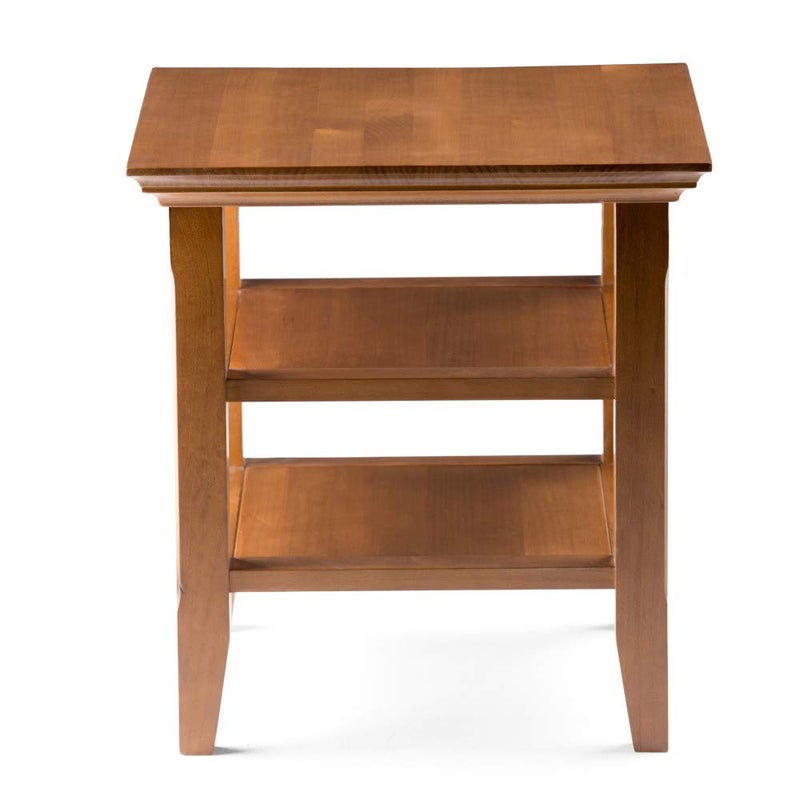 Simpli Home SIMPLIHOME Acadian End Table - 19 inch Wide Solid Wood Square Side Table with 2 Open Shelves in Light Golden Brown, Transitional Nightstand or Shelving Unit for Living Room or Bedroom with Storage - Image 3