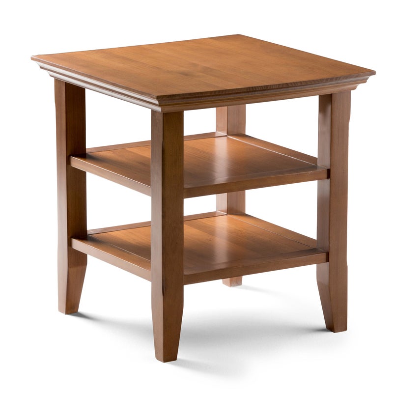 Simpli Home SIMPLIHOME Acadian End Table - 19 inch Wide Solid Wood Square Side Table with 2 Open Shelves in Light Golden Brown, Transitional Nightstand or Shelving Unit for Living Room or Bedroom with Storage - Image 1