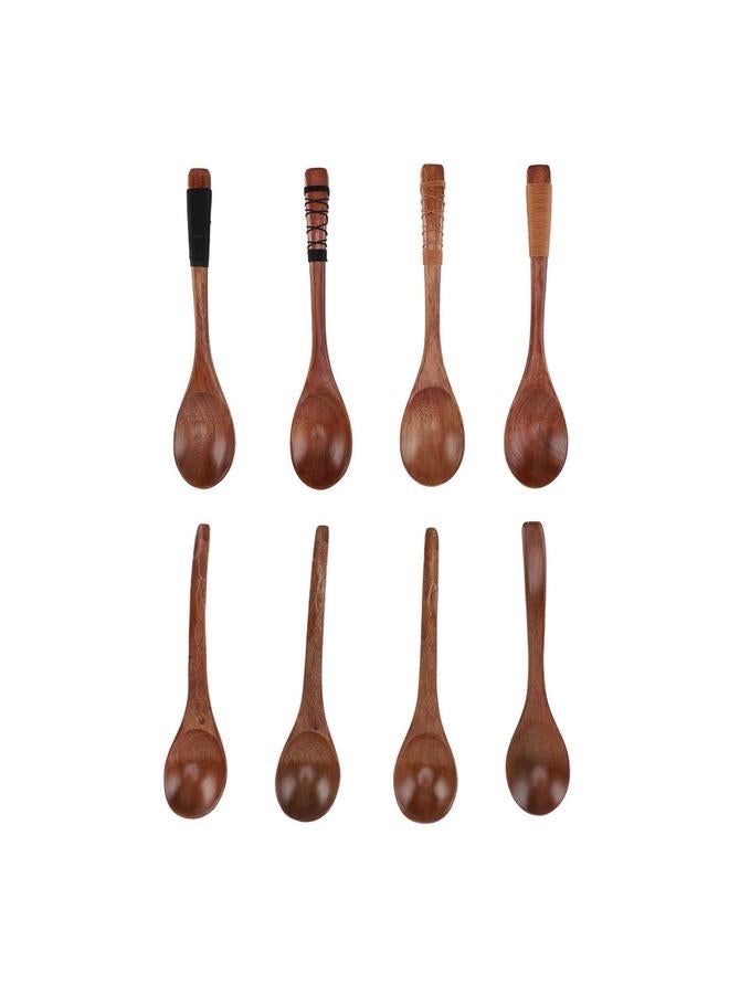Wood Soup Spoons Japanese Style Wooden Spoon Set Kitchen Utensil for Eating Cooking Mixing Stirring Set 2 - Image 1