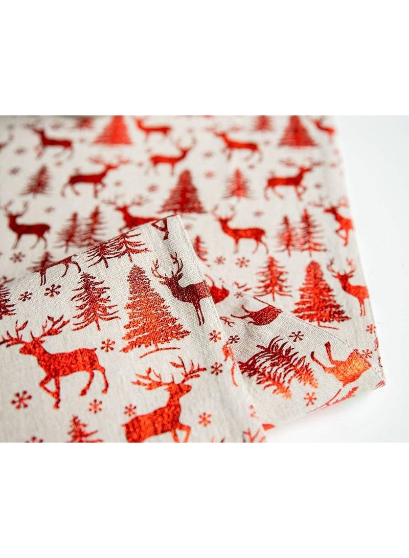 Christmas Runner Christmas Accessories Runner decorated with reindeer, Santa Claus and Christmas designs Linen fabric Runner length: 180 cm - Image 3