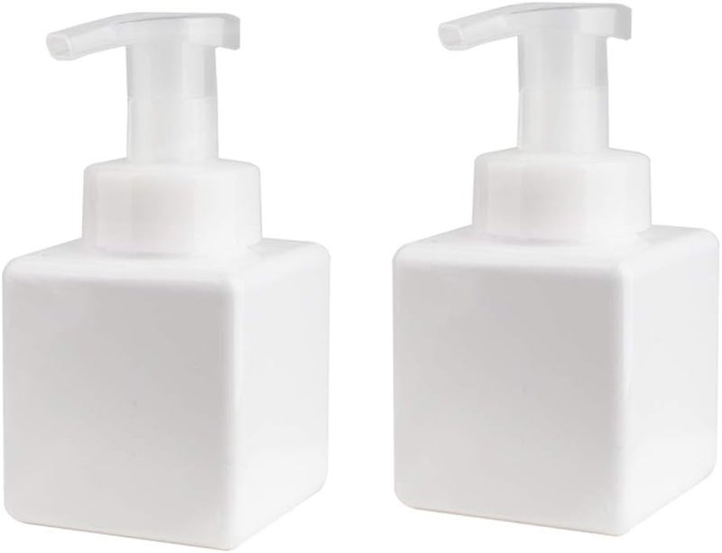 UUJOLY Foaming Soap Dispenser, 250ml (8.5oz) Refillable Pump Bottle for Liquid Soap, Shampoo, Body Wash (2 Pcs) (Small White) - Image 1