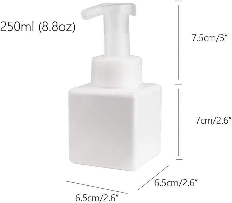 UUJOLY Foaming Soap Dispenser, 250ml (8.5oz) Refillable Pump Bottle for Liquid Soap, Shampoo, Body Wash (2 Pcs) (Small White) - Image 4