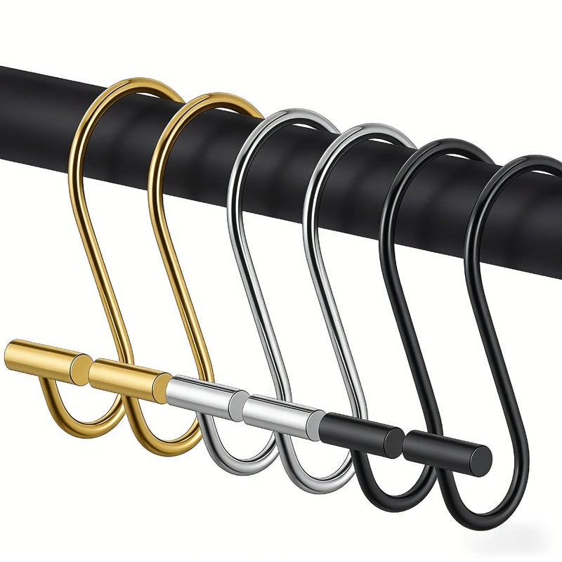 2Pcs Golden S Shaped Hooks No Installation Heavy Duty Rust Resistant - Image 1