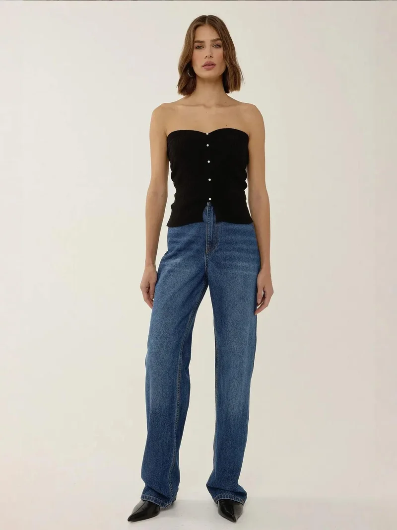 HICCUP Slim Fit Strapless Knitted Top