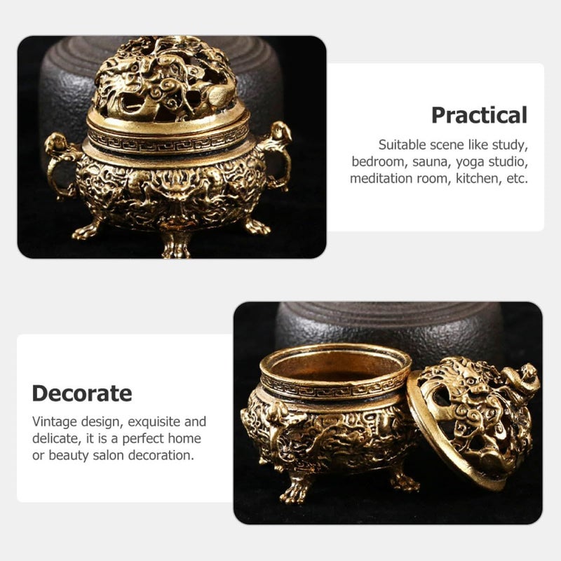 Brass Incense Burner with Dual Handles Portable Mini Censer for Home Aromatherapy Meditation - Image 4