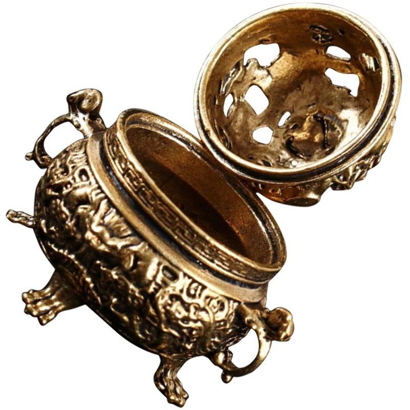 Brass Incense Burner with Dual Handles Portable Mini Censer for Home Aromatherapy Meditation - Image 2