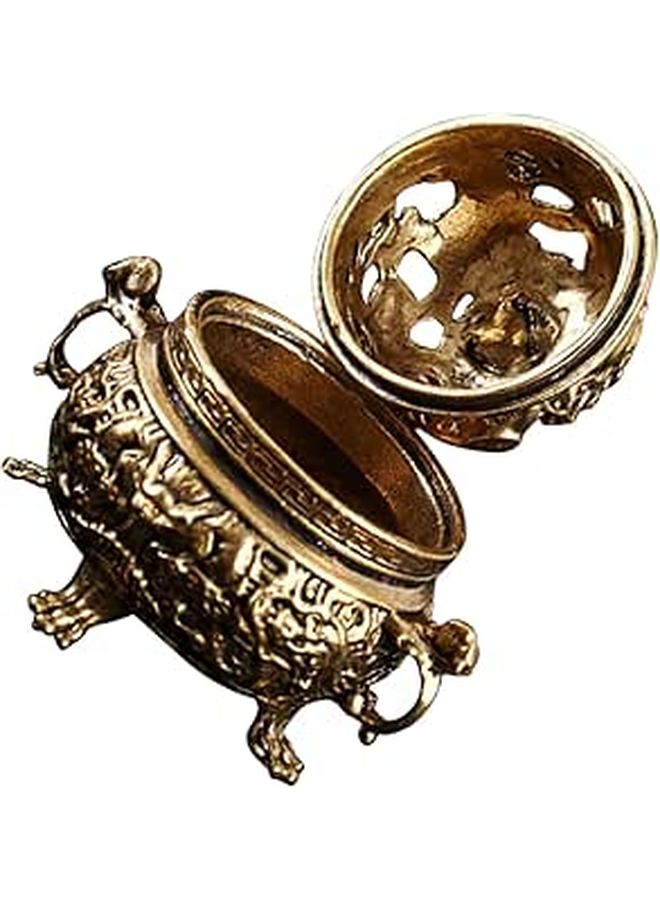 Brass Incense Burner with Dual Handles Portable Mini Censer for Home Aromatherapy Meditation - Image 1