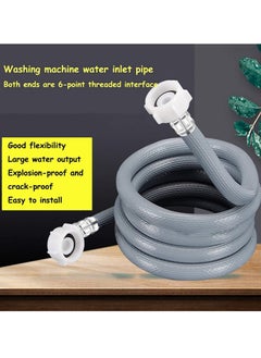 Generic Puri Pro Universal Automatic Drum Cold Water Pipe Flexible 90 Degree Bend Inlet Washing Machine/Dishwasher Tube Hose Explosion-Proof 6-Point Extension Hose with 3/4 inch Connection, Grey, 150cm, 1.5M  - Image 2
