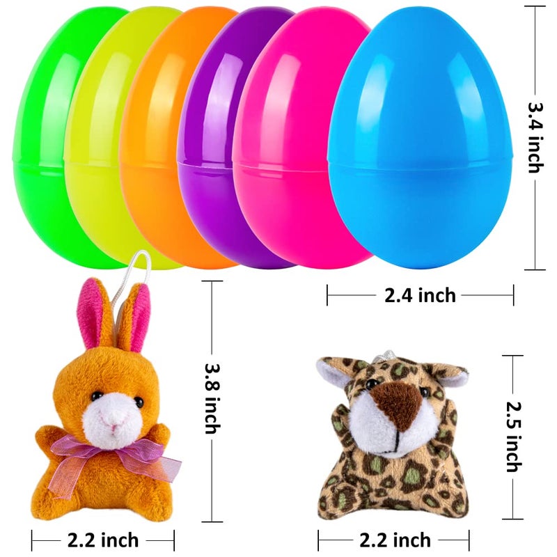 Sofier Plastic Easter Eggs With Animal Toys 12Pcs Filled Easter Eggs 3.4"" Easter Basket Stuffers Easter Egg Fillers Kids Classroom Gift Exchange Party Favors - Image 3