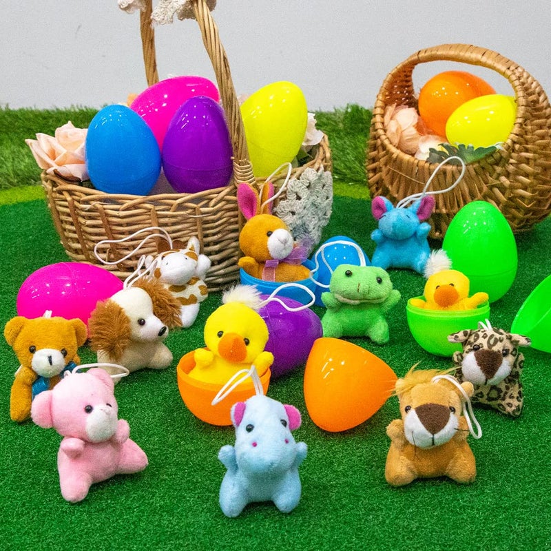 Sofier Plastic Easter Eggs With Animal Toys 12Pcs Filled Easter Eggs 3.4"" Easter Basket Stuffers Easter Egg Fillers Kids Classroom Gift Exchange Party Favors - Image 5